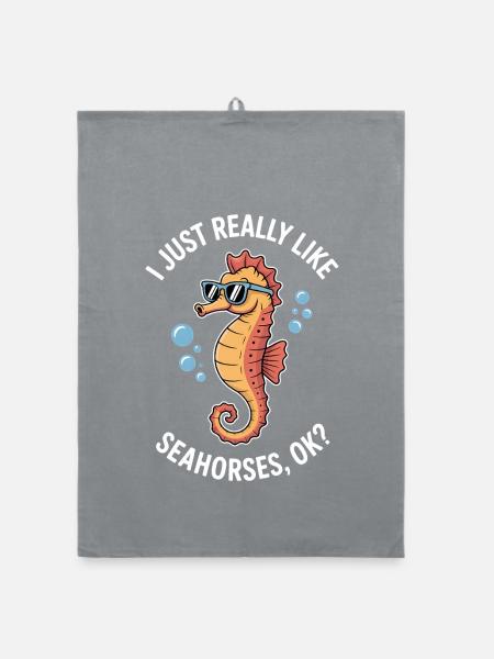 Seahorse Saying Funny Seahorse Gift - Organic dish towel - grey - Front