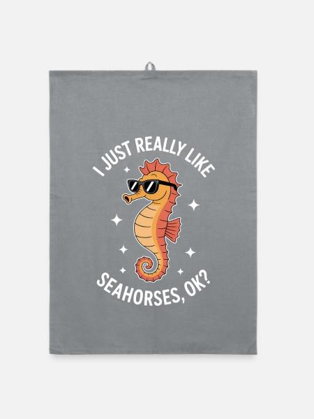 Seahorse Saying Funny Seahorse Gift - Organic dish towel - grey - Front