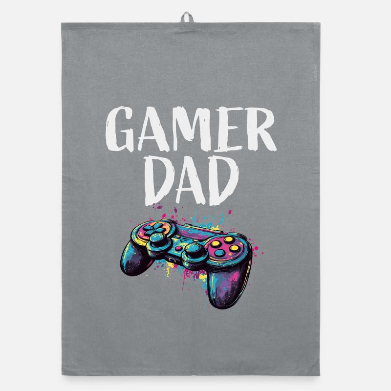 Gamer Dad Controller Farbexplosion Organic Geschirrtuch