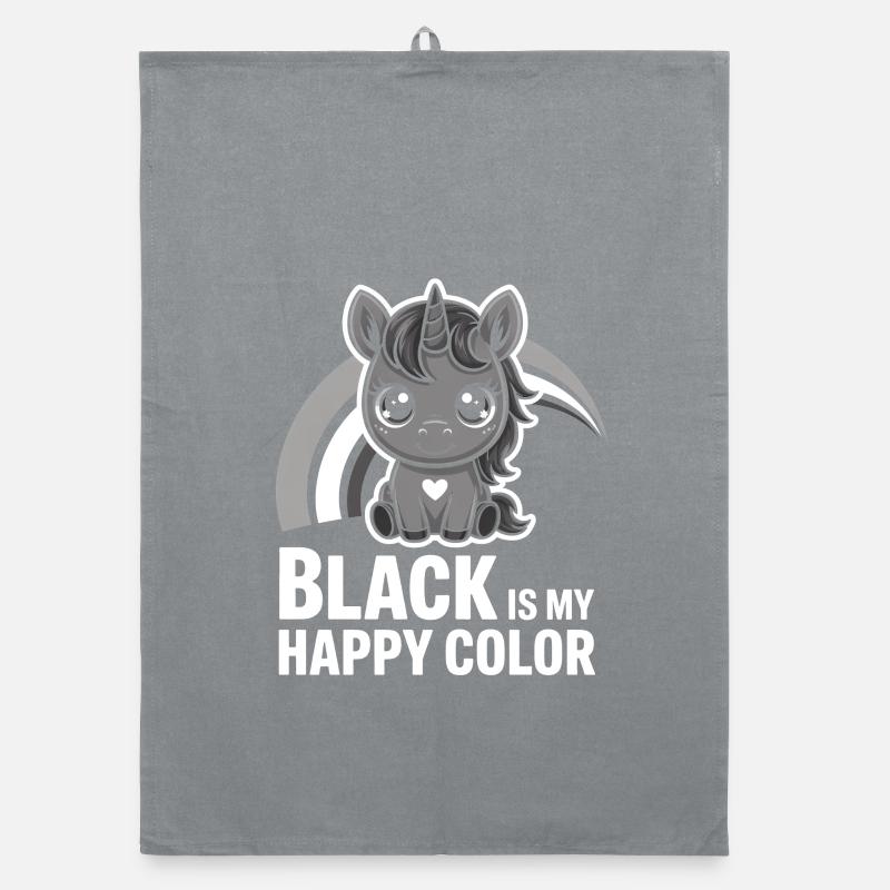Le noir est ma licorne de couleur joyeuse Torchon bio