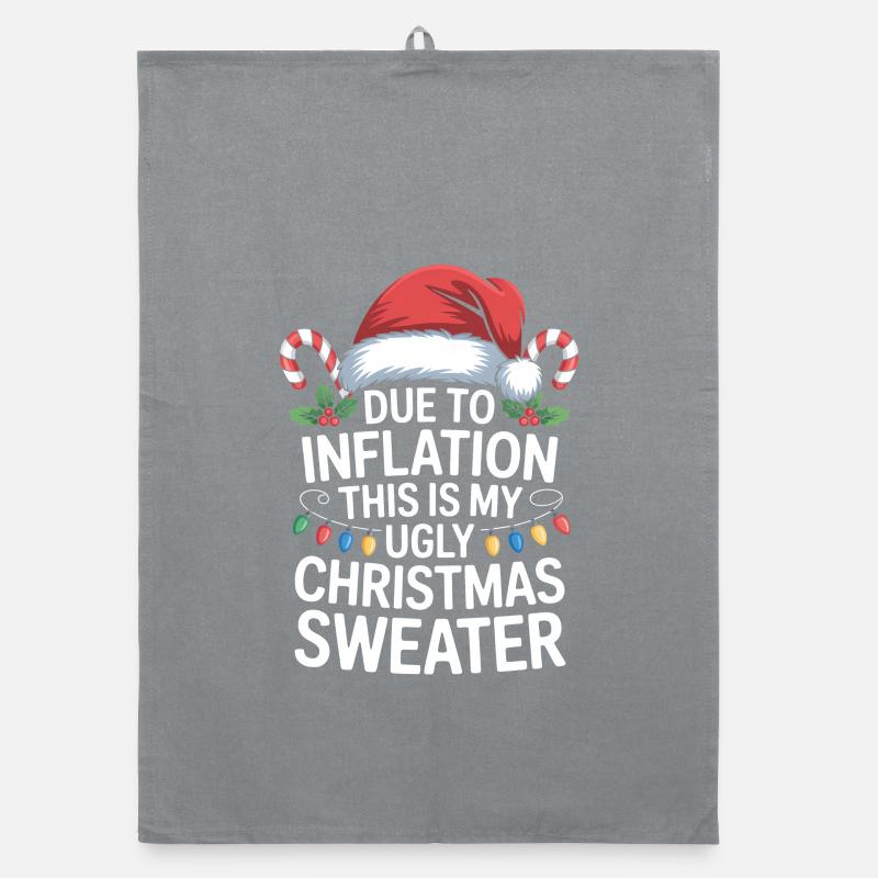 Aufgrund der Inflation hässlicher Weihnachtspullover Organic Geschirrtuch