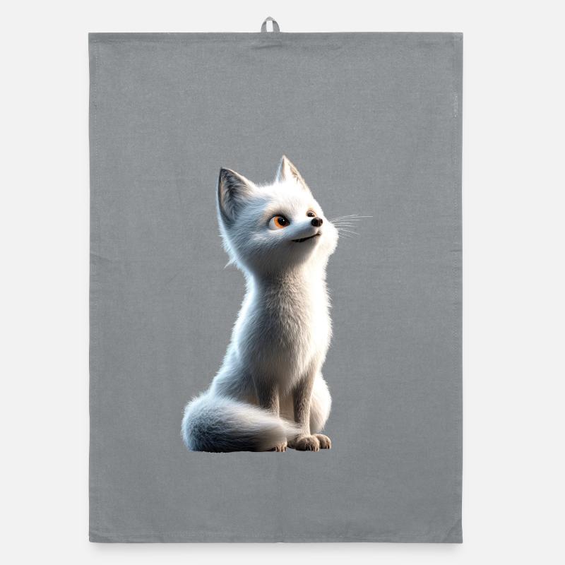 Polarfuchs Schneefuchs Eisfuchs Süßer Weißer Fuchs Organic Geschirrtuch