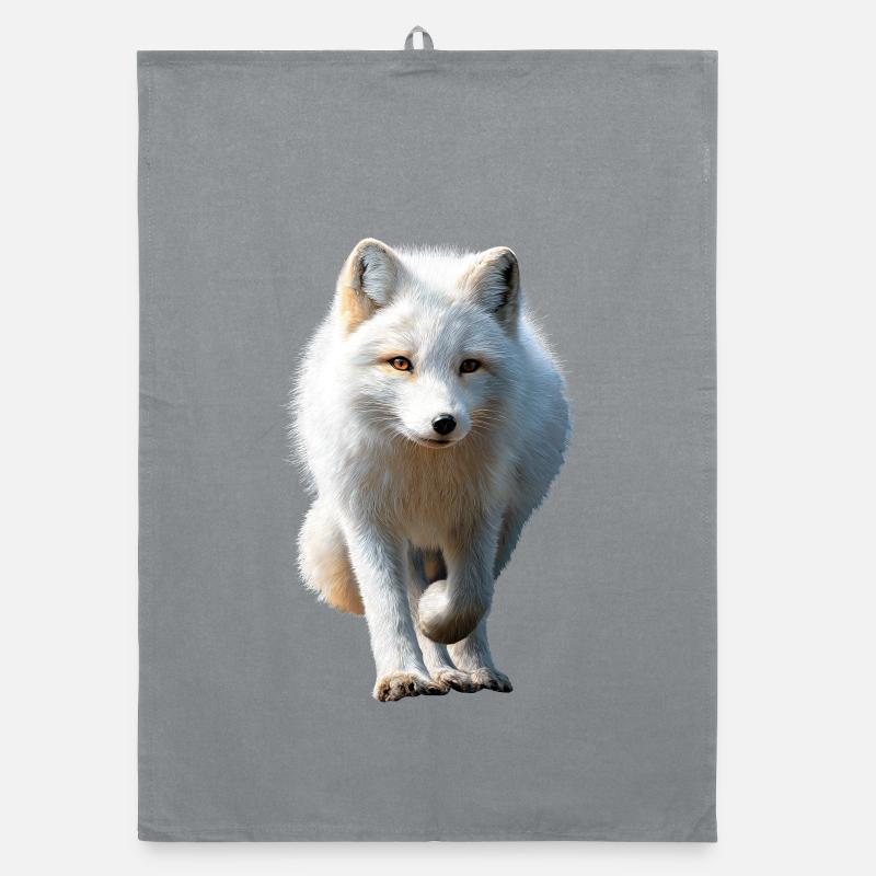 Polarfuchs Schneefuchs Eisfuchs Süßer Weißer Fuchs Organic Geschirrtuch