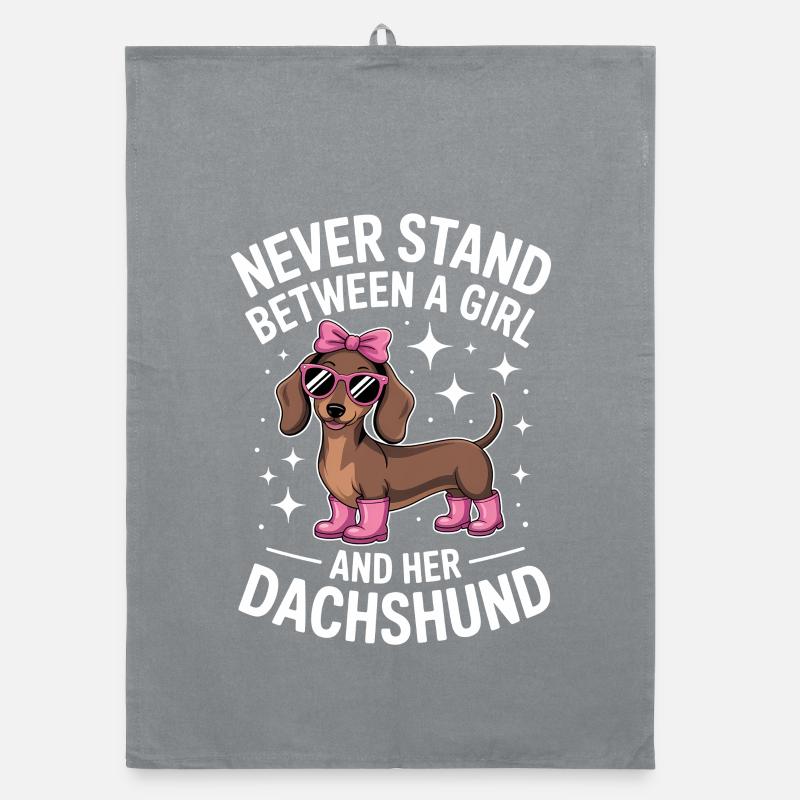 Dackel Sprüche Mädchen Lustiges Dackel Geschenk - Organic Geschirrtuch - Grau