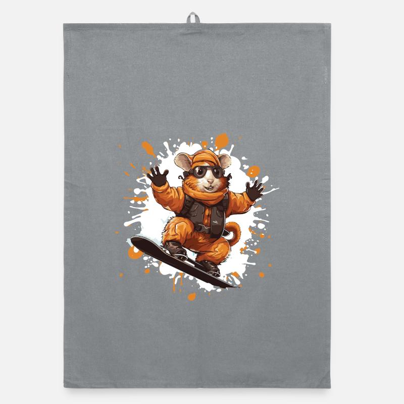 Hamster Snowboard Organic Geschirrtuch