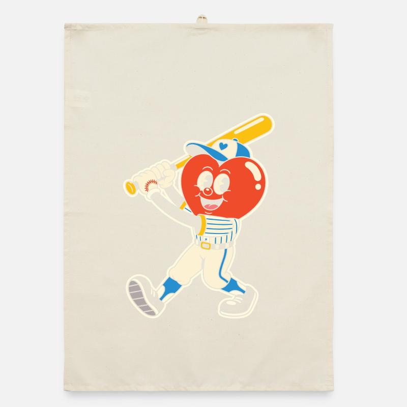 Heart Baseball Organic dish towel