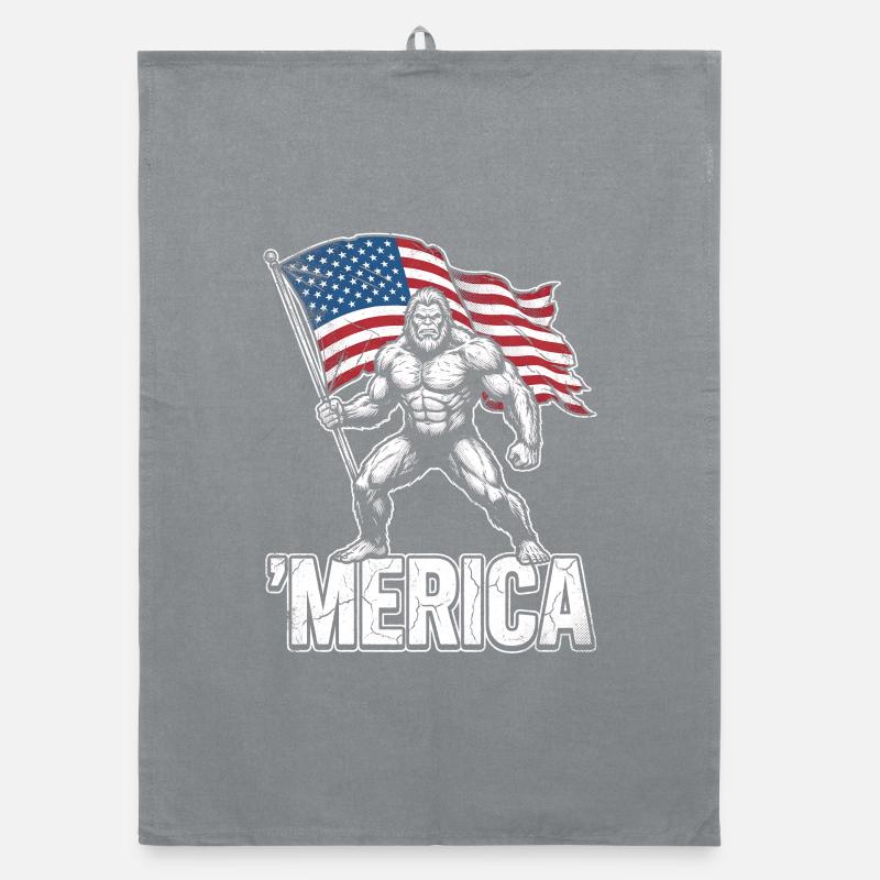 Amerika Bigfoot Lustiger Bigfoot zum 4. Juli Ameri Organic Geschirrtuch