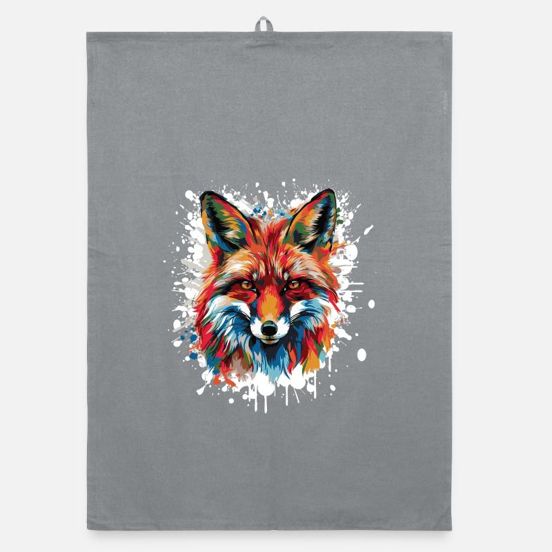 Watercolor Fox Head Organic dish towel