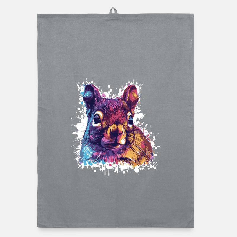 Contraste de couleur Écureuil PopArt Torchon bio