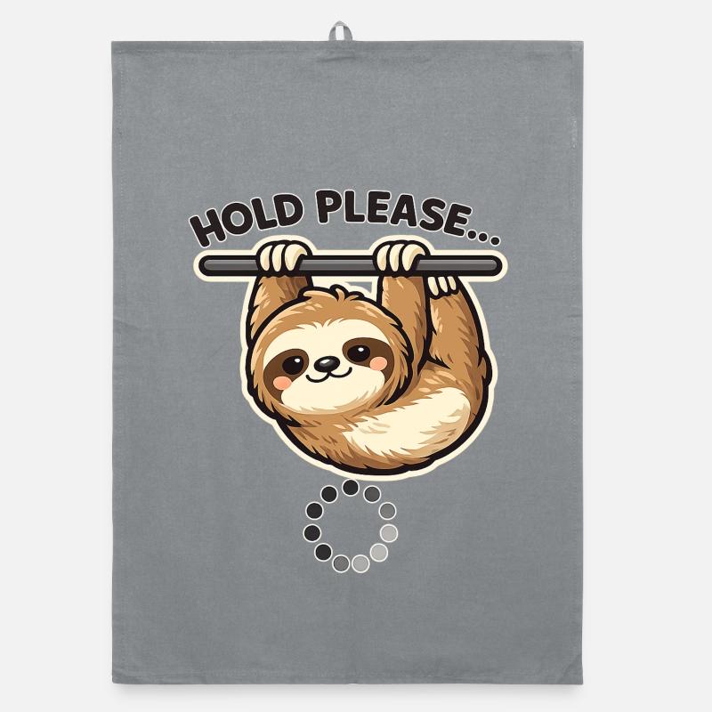 Sloth Please Hold Motif Organic dish towel