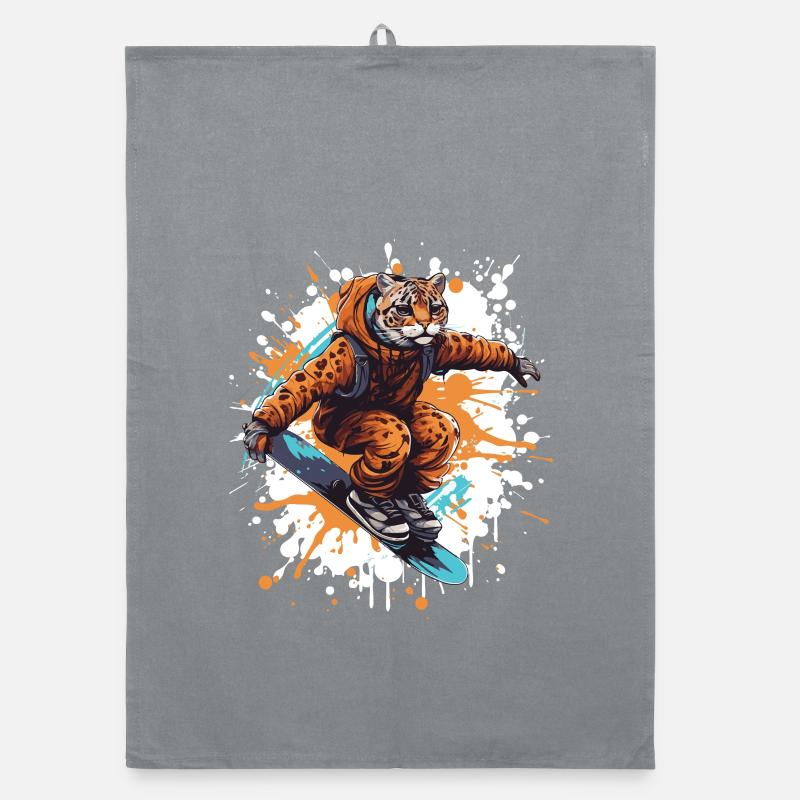 Cheetah Snowboard Organic dish towel