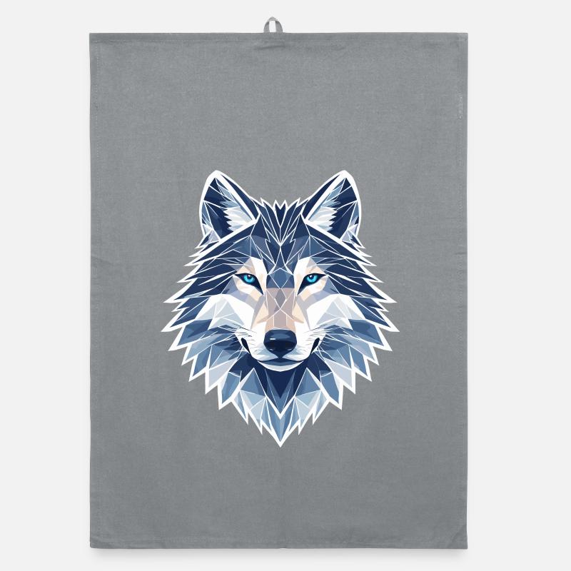 Geometric Wolf - Modern Geometric Wolf Organic dish towel