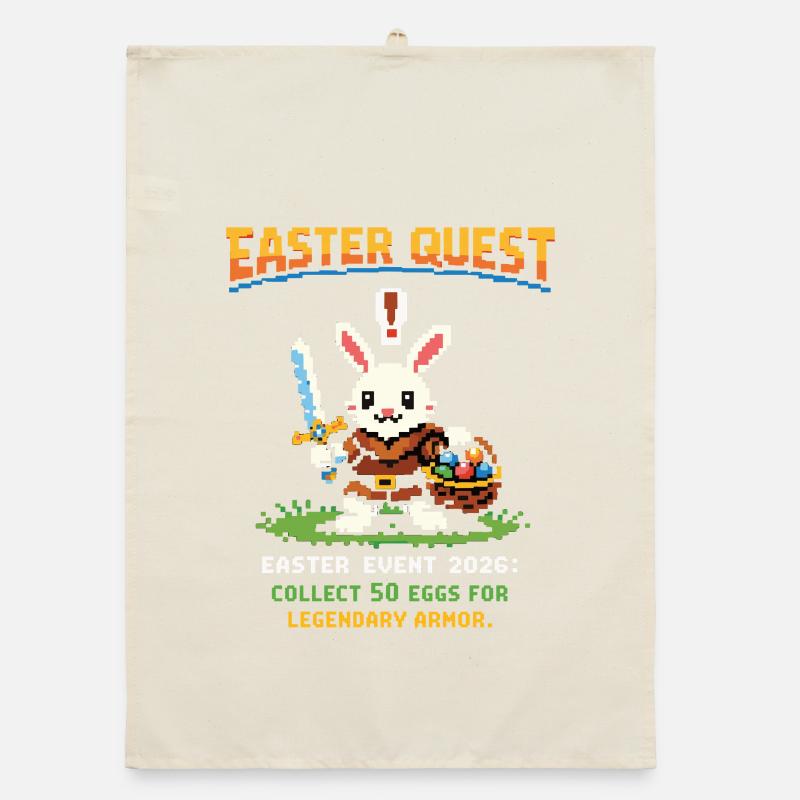 Easter Quest Pixel Bunny Organic dish towel