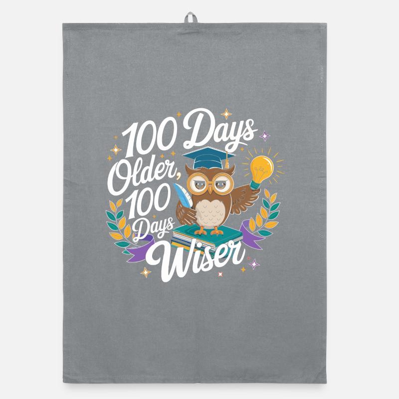 Weise Eule: 100 Tage älter Organic Geschirrtuch