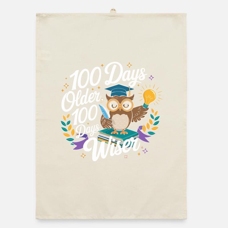 Weise Eule: 100 Tage älter Organic Geschirrtuch