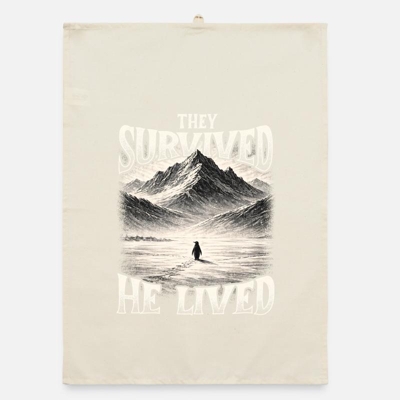 They Survived He Lived Penguin Meme Existential Organic dish towel