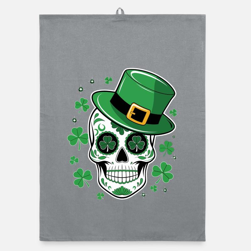 Crâne vert avec chapeau de saint Patrick Torchon bio