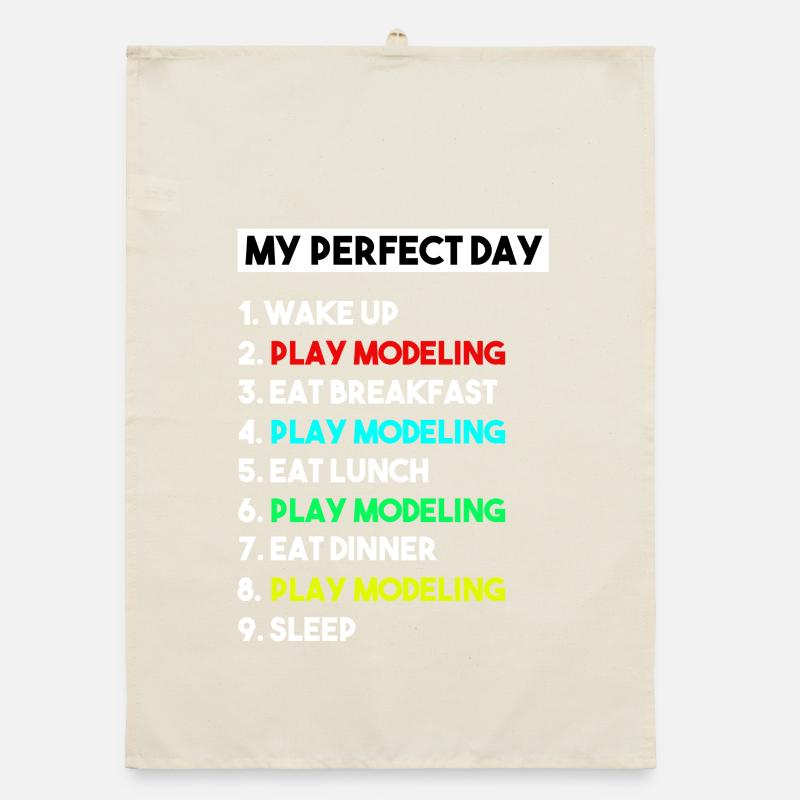 My Perfect Day Scale Modeling Routine Slogan Organic dish towel