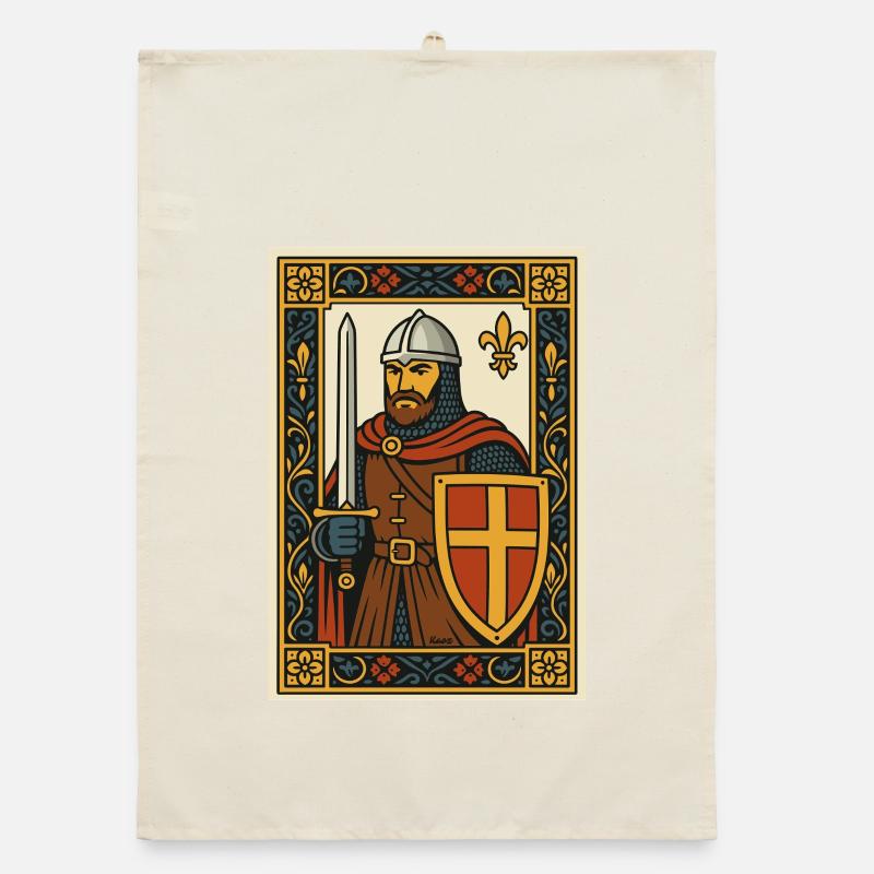 Medieval Knight Tile Emblem Organic dish towel