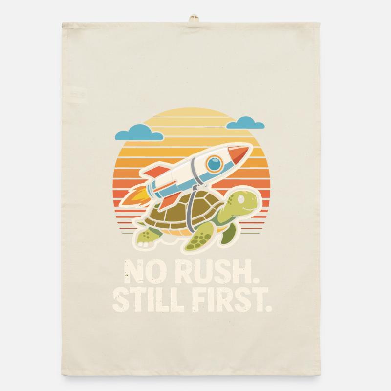 Keine Eile, immer noch das erste lustige Turtle Rocket Retro Organic Geschirrtuch