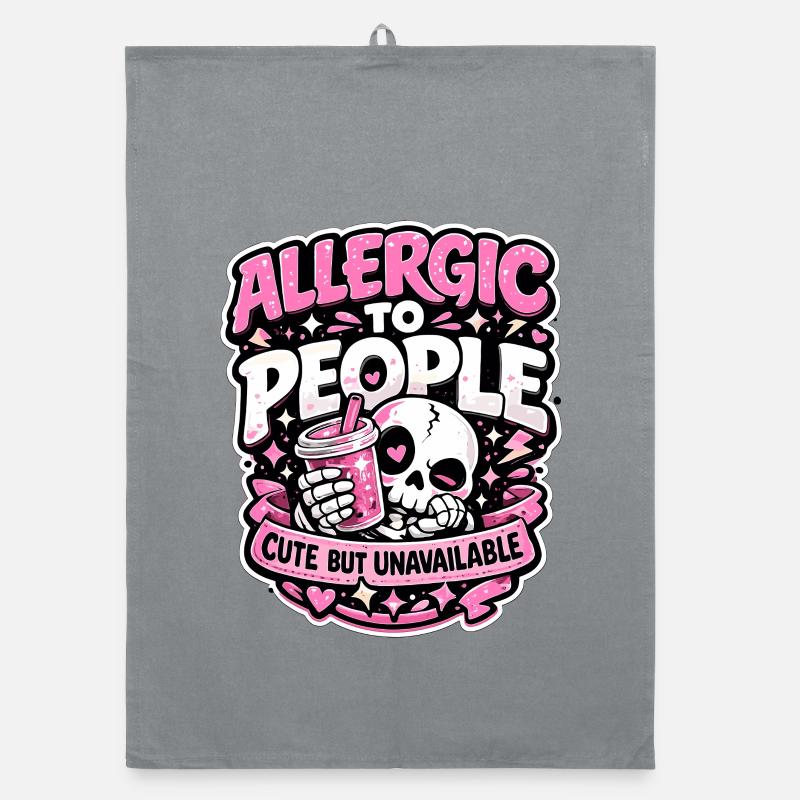 Allergic to People süßes Gothic Statement Organic Geschirrtuch