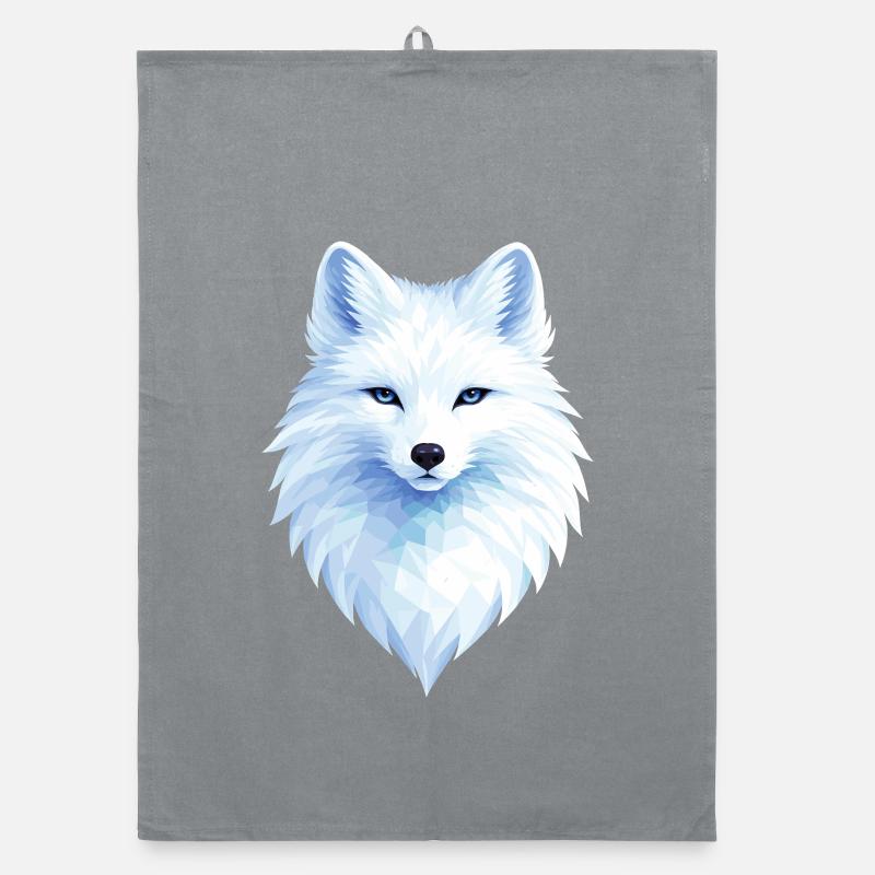 Polar Fox Blue Polygon– Geometric Polar Fox Design Organic Geschirrtuch