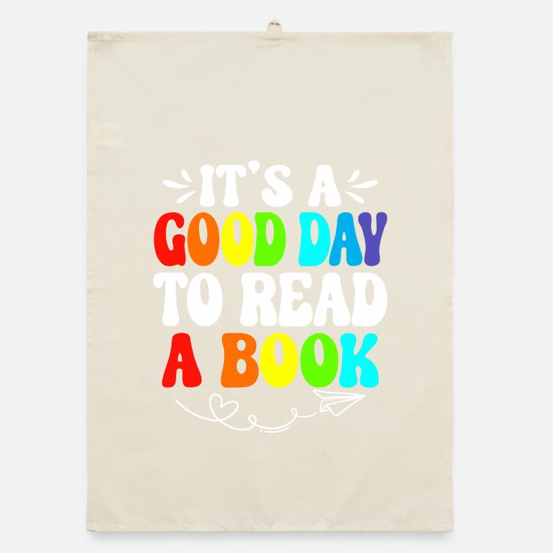 Rainbow Reading Day Quote Tee Organic dish towel