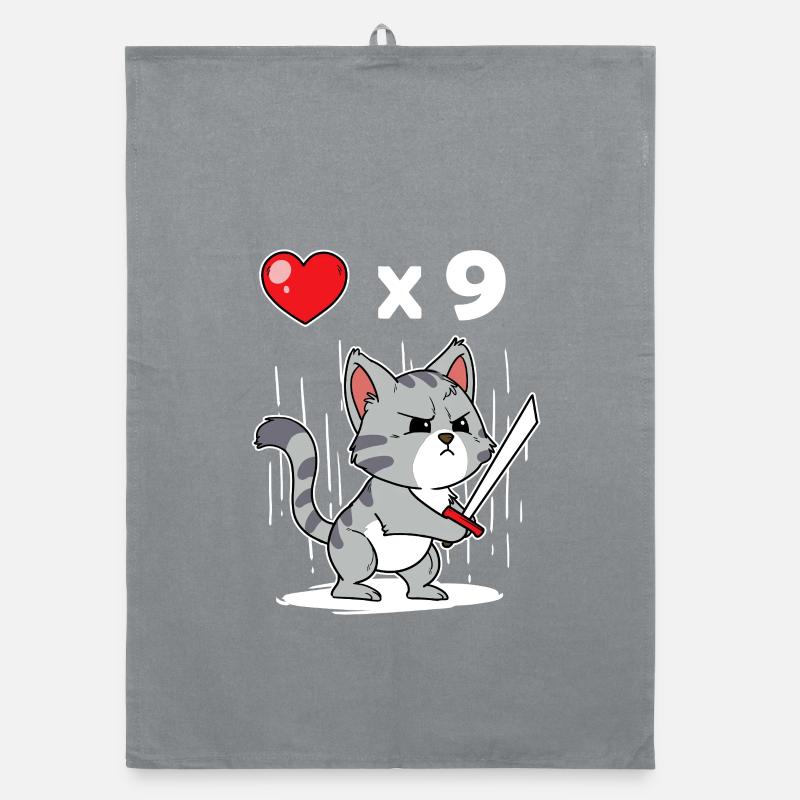 Cute Gaming Cat Samurai Gamer Kitty Organic dish towel