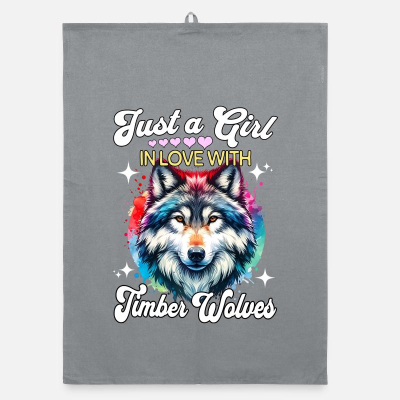 Grauwolf Mädchen Timber Wolf Organic Geschirrtuch