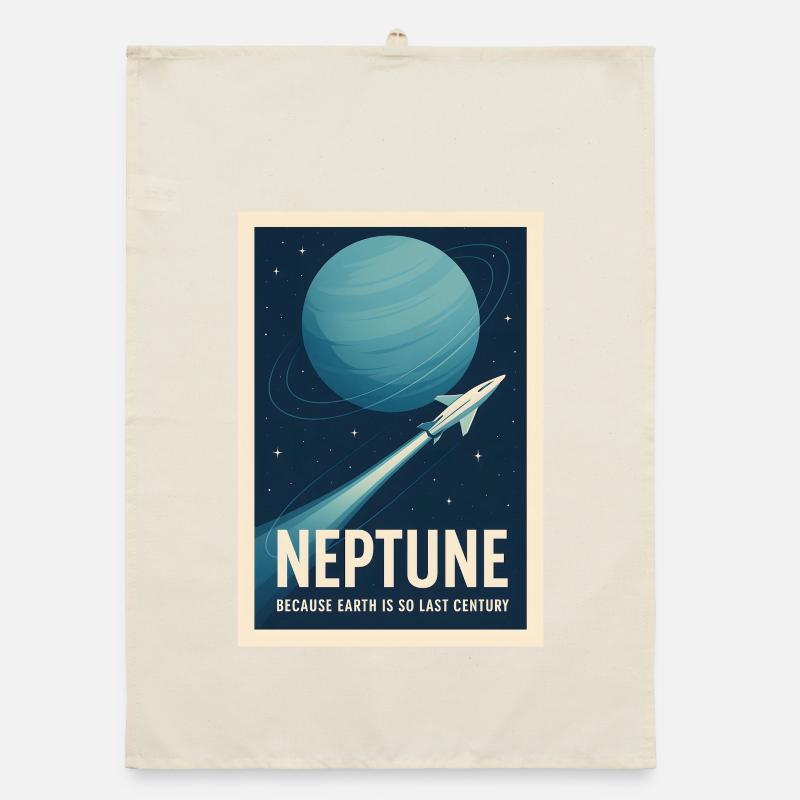 Neptun statt Erde | Retro Space Reise Organic Geschirrtuch