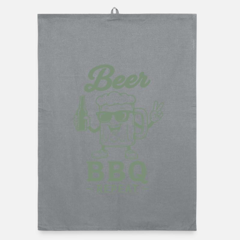 BEER BBQ REPEAT Grillen Bier Grafik Organic Geschirrtuch