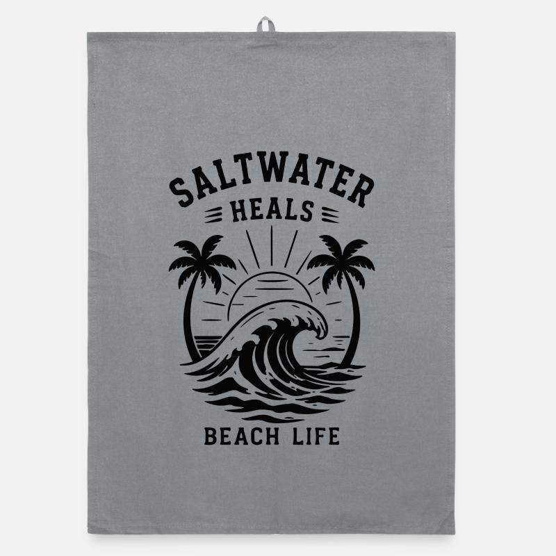 Saltwater Heals Beach Life Ocean Wave Organic dish towel