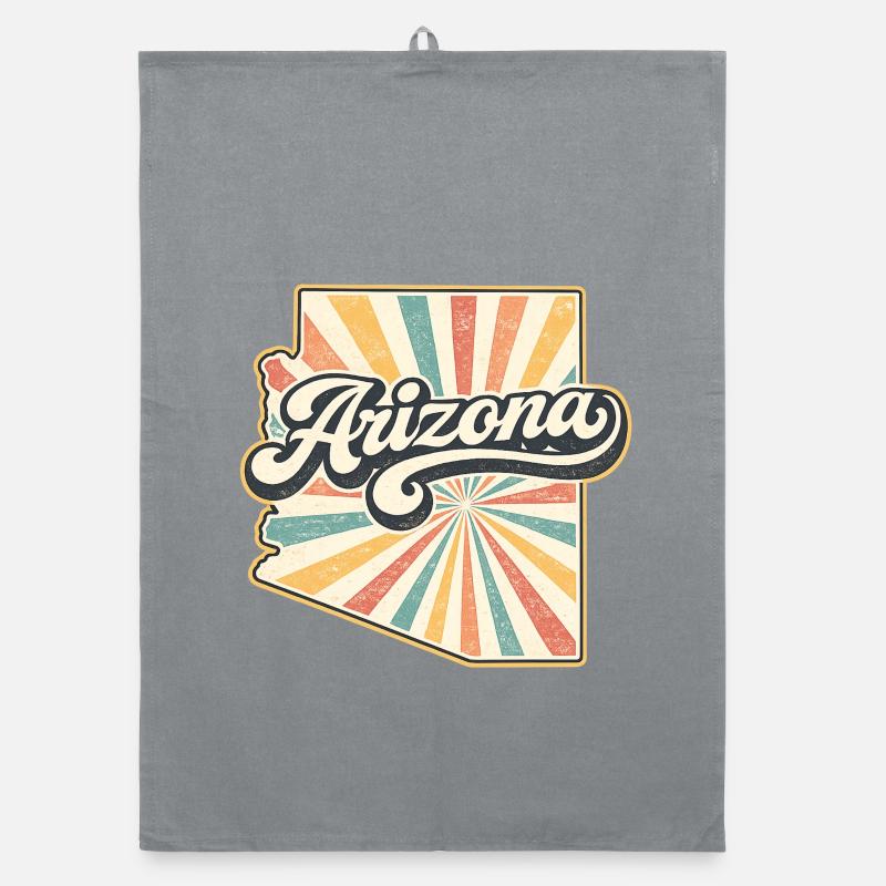 Arizona Retro Sunburst Script Organic dish towel