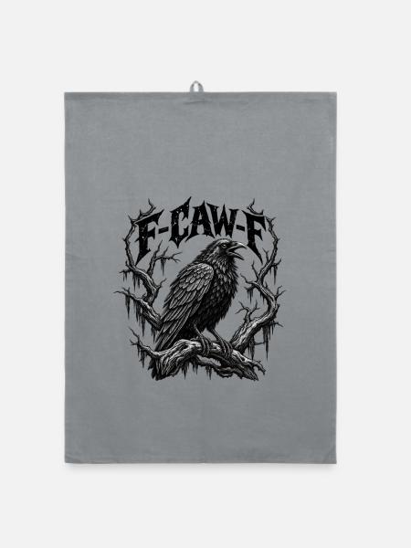 F-CAW-F Gothic Raven Dark Humor Crow - Organic Geschirrtuch - Grau - Vorne