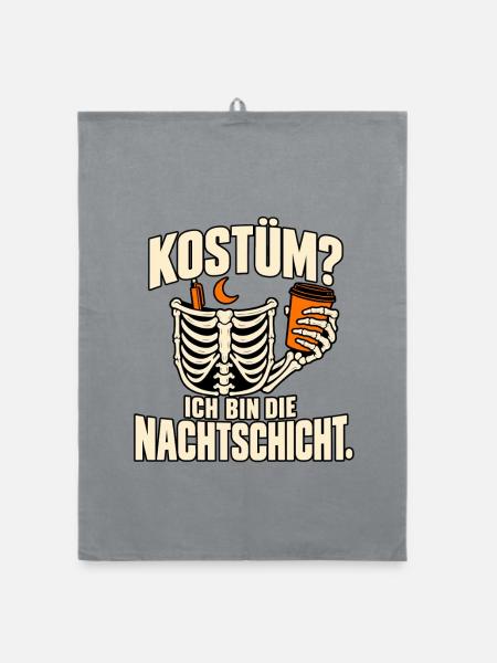 Halloween Nachtschicht Skelett - Organic Geschirrtuch - Grau