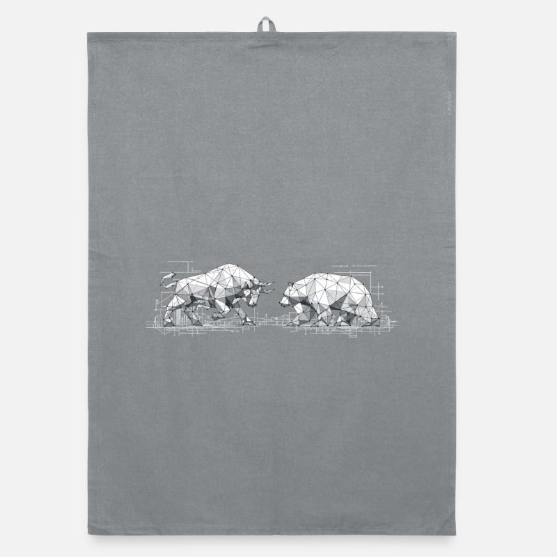 Bull and Bear: Modern Low-Poly Art Design Organic dish towel