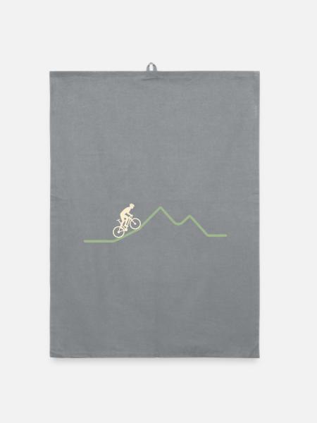 Mountainbike Berglinie – Minimalistisches Motiv - Organic Geschirrtuch - Grau
