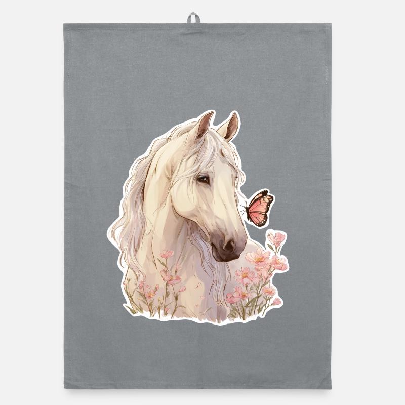 Pferd mit Schmetterling Organic Geschirrtuch