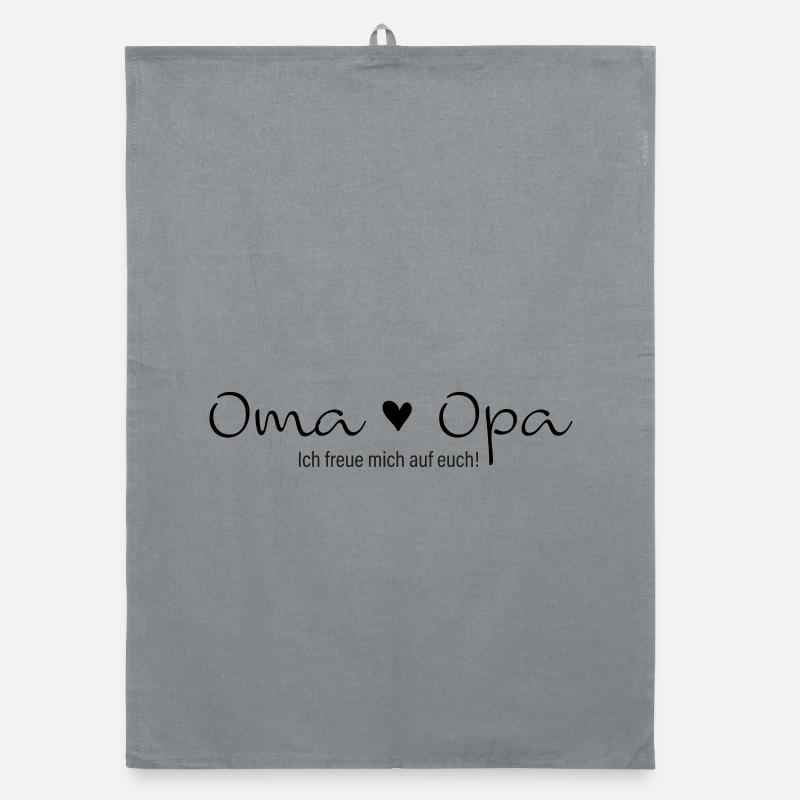 Oma Opa ich freue mich auf euch - Organic Geschirrtuch - Grau