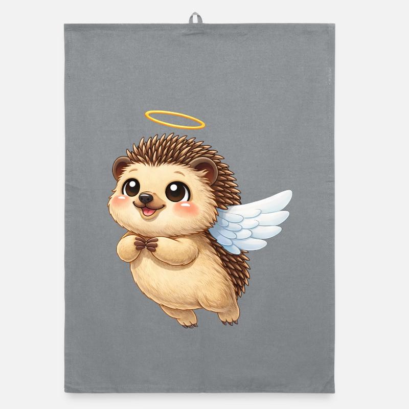 Ange de dessin animé hérisson mignon avec des ailes Torchon bio