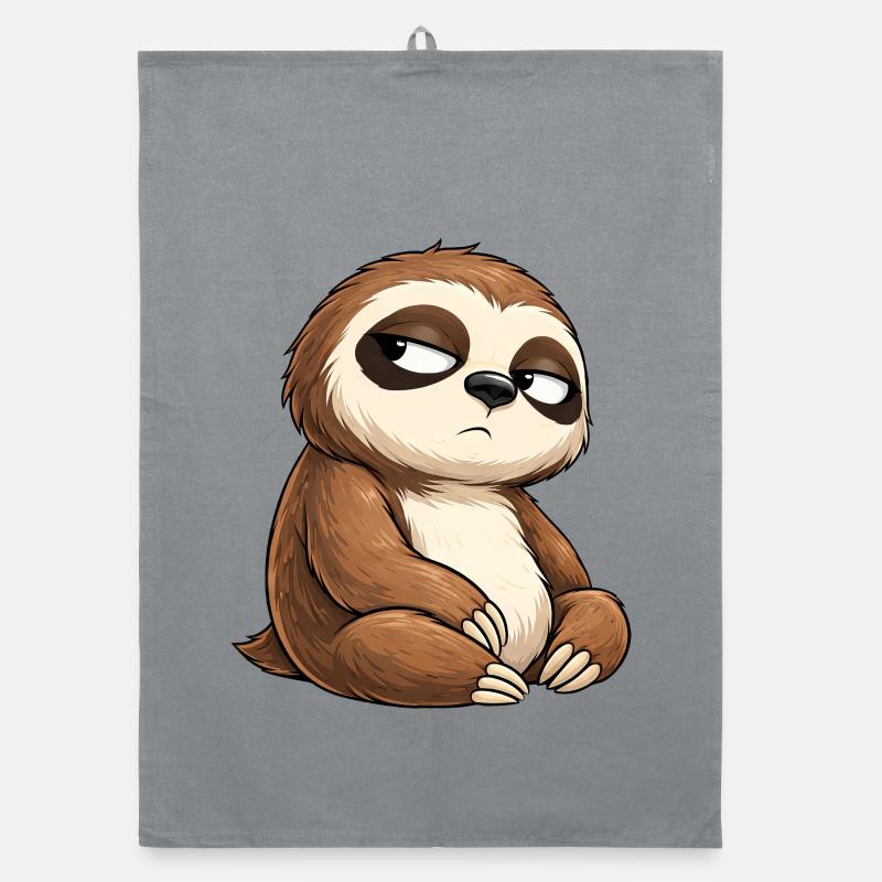 Sloth with tired look Organic dish towel