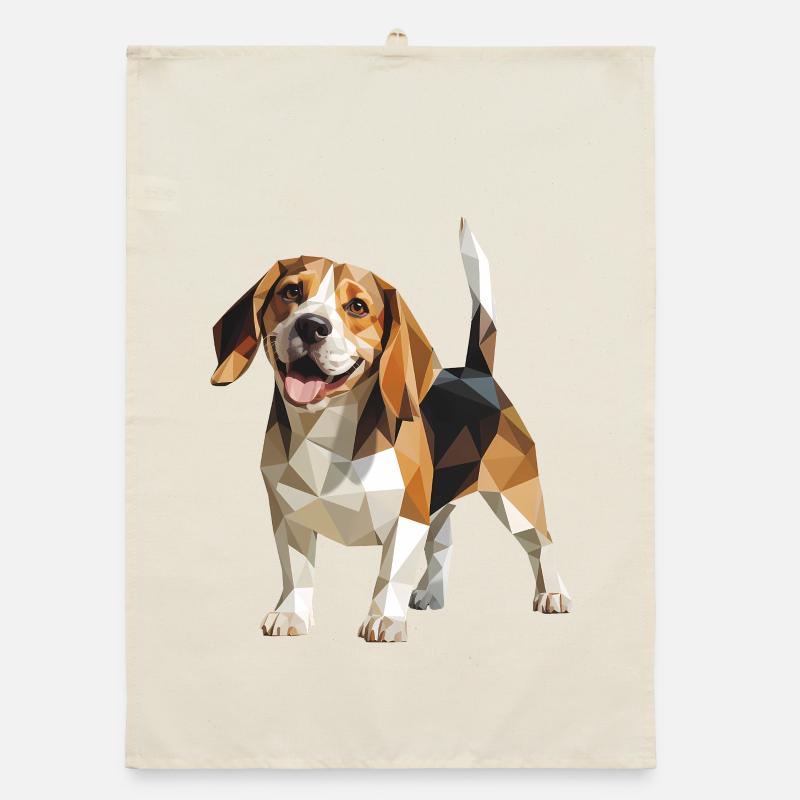 Beagle - Cooles Low Poly Logo Organic Geschirrtuch