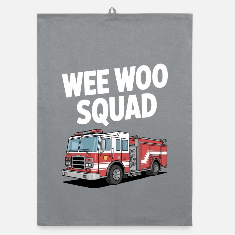 Wee Woo Squad Feuerwehr Auto Retter Spruch Organic Geschirrtuch