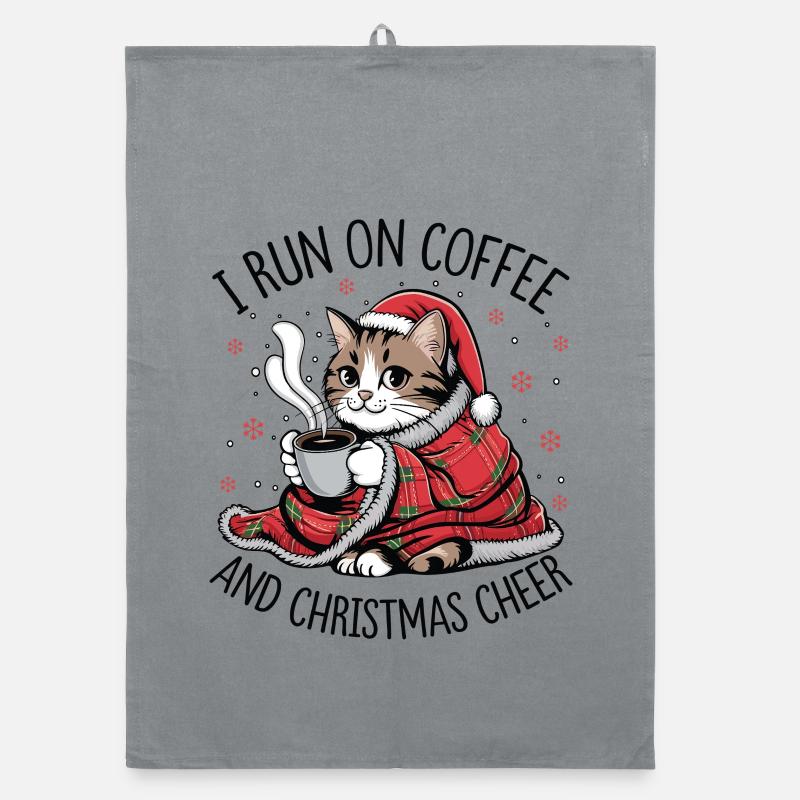 Kätzchen-Weihnachtskaffee und Freude Organic Geschirrtuch