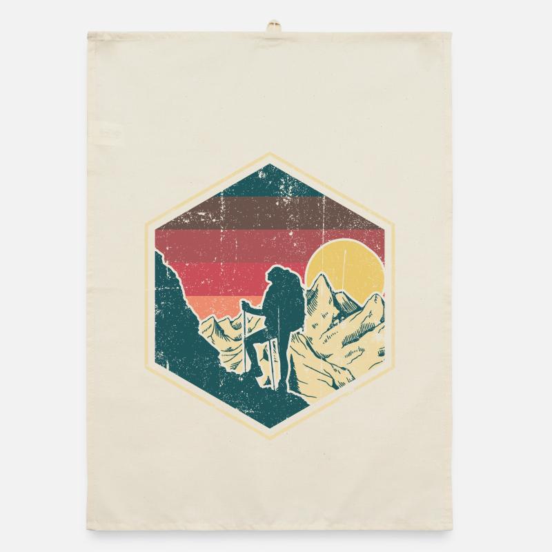 Sunset Summit Climber Hex Badge Organic dish towel