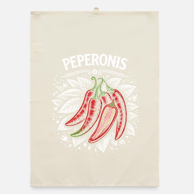 Pepperoni Burning Leaf Design Organic dish towel
