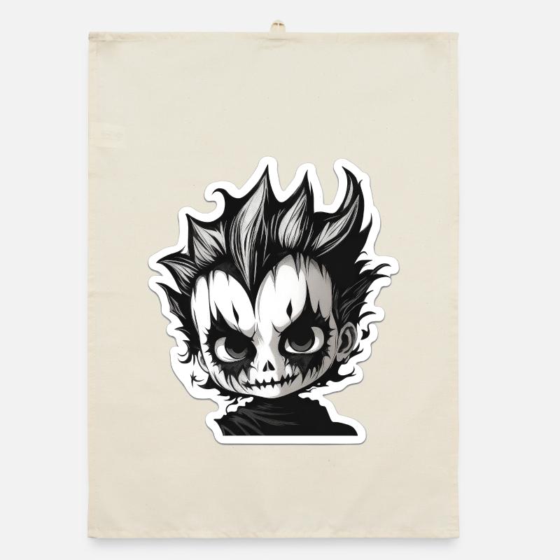 Spiky Skull Chibi Organic dish towel