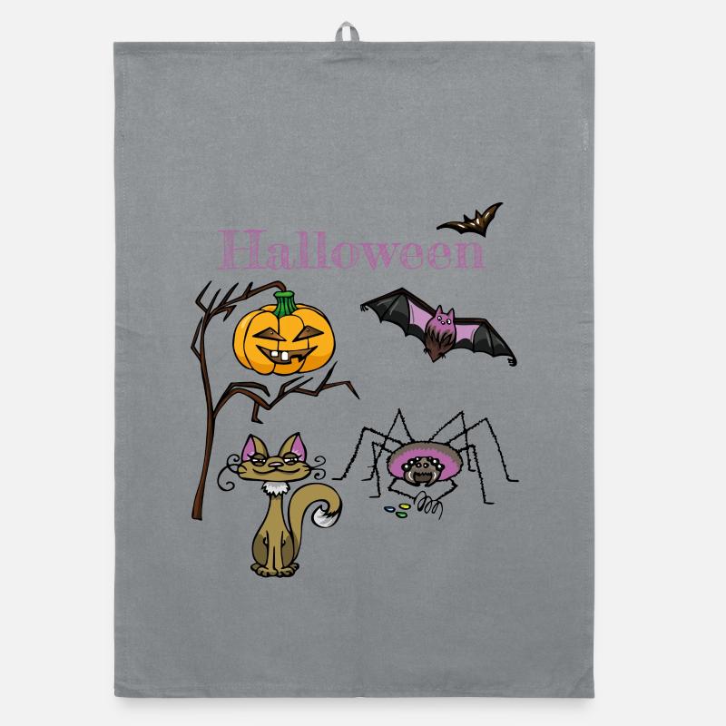 Conception de citrouille et de chauve-souris d’Halloween Torchon bio