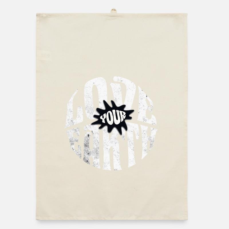 Love Your Earth Retro Statement Graphic Organic dish towel