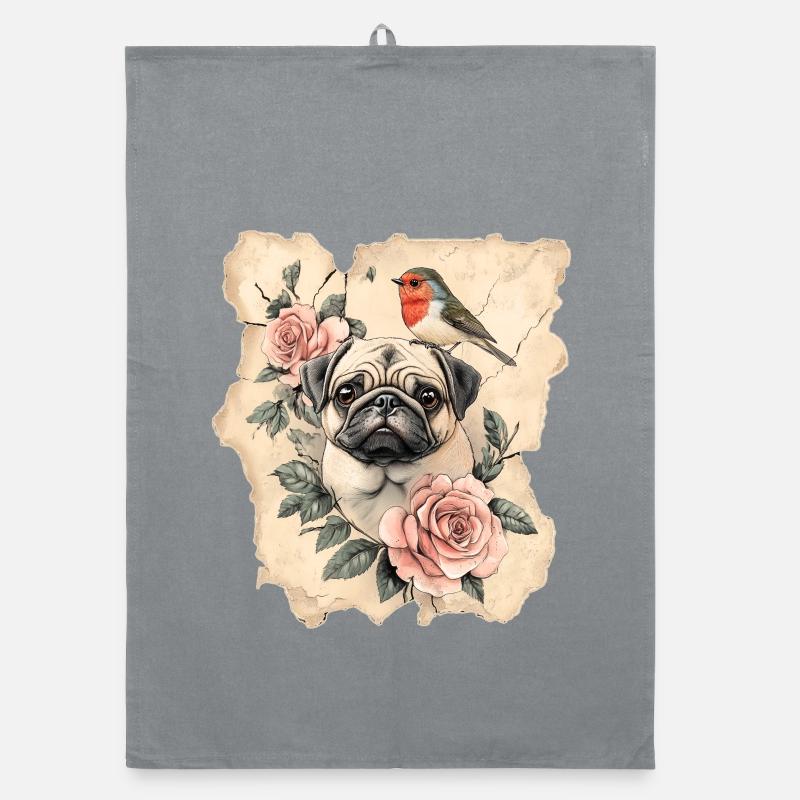 Mops und Vogel Organic Geschirrtuch